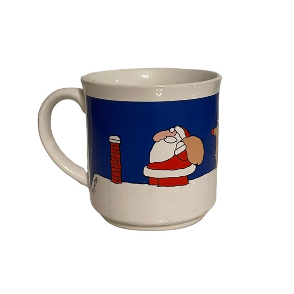 Santa Boynton Vintage Reindeer w/ Santa on Roof Coffee Cocoa Mug - Picture 2 of 9